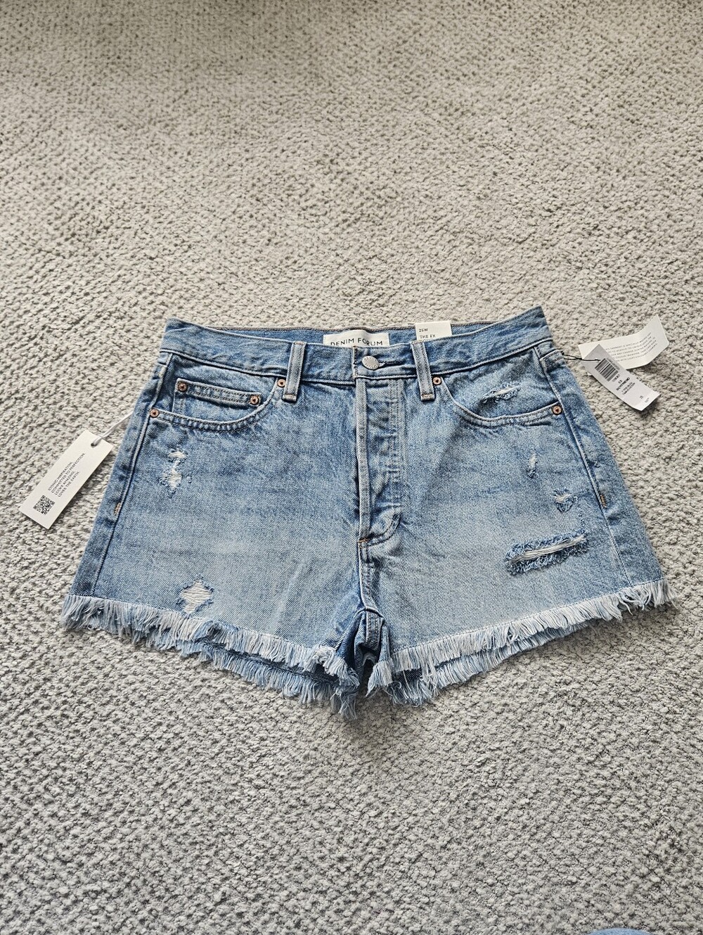 DENIM FORUM The Ex-Boyfriend Hi-Rise Jean Short Cut Off Short W25 Aritzia NWT
